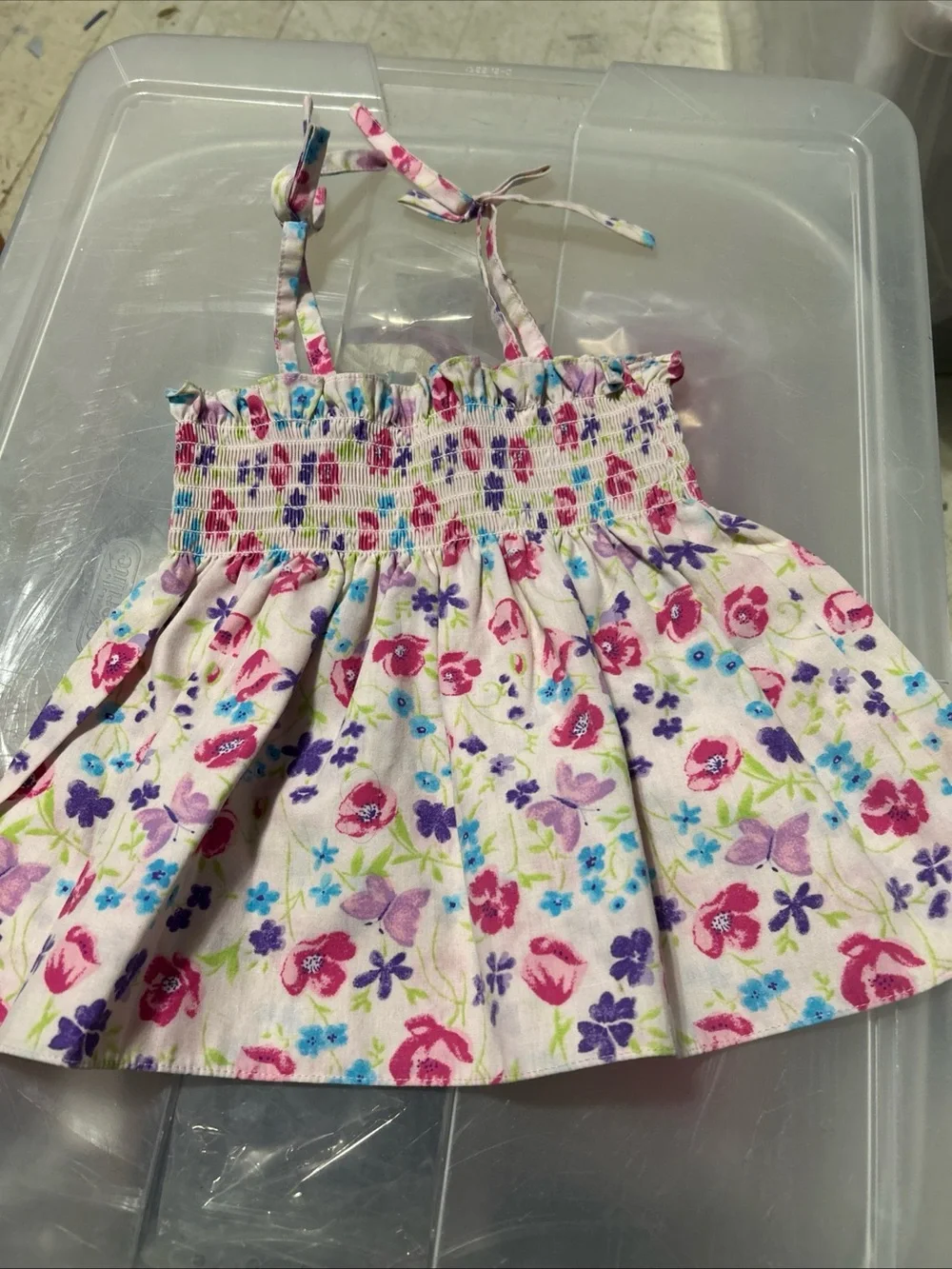 Girls' Pink Floral Smocked Sundress - Casual Summer Dress